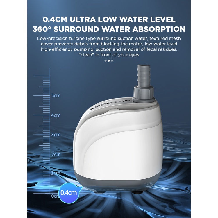 YEE Ultra-Quiet Suction Pump, Aquarium Pump With Ceramic Shaft Core, 360 degree Surround Water Absorption _ feature