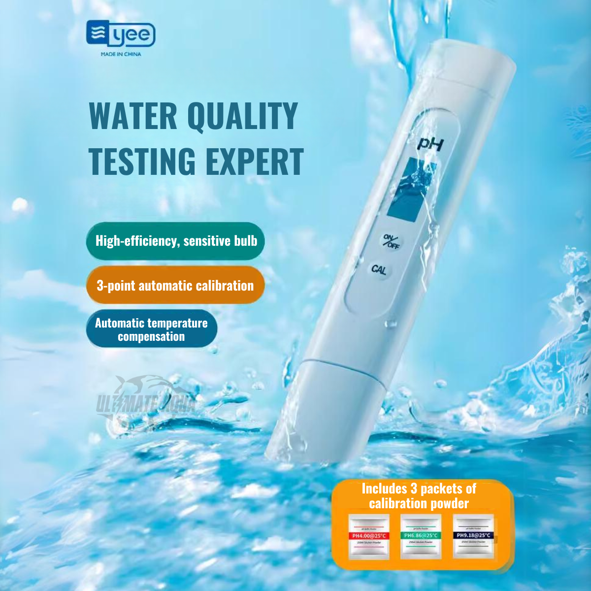 YEE Aquarium PH Test Pen, PH Meter Tester Acid-Alkaline, Aquarium Accessories, Highlight