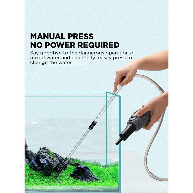 1.7m Fish Tank Cleaner With Siphon Pump, Aquarium Cleaner Gravel Vacuum  With Water Hose, Aquarium Water Changer With Flow Control Clamp