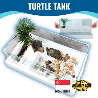 YEE Turtle Tank, Transparent Glass Tank, Three-Layers, Large Tank With Hatching, Eating And Climbing Areas