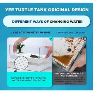 YEE Turtle Tank, Transparent Glass Tank, Three-Layers, Large Tank With Hatching, Eating And Climbing Areas