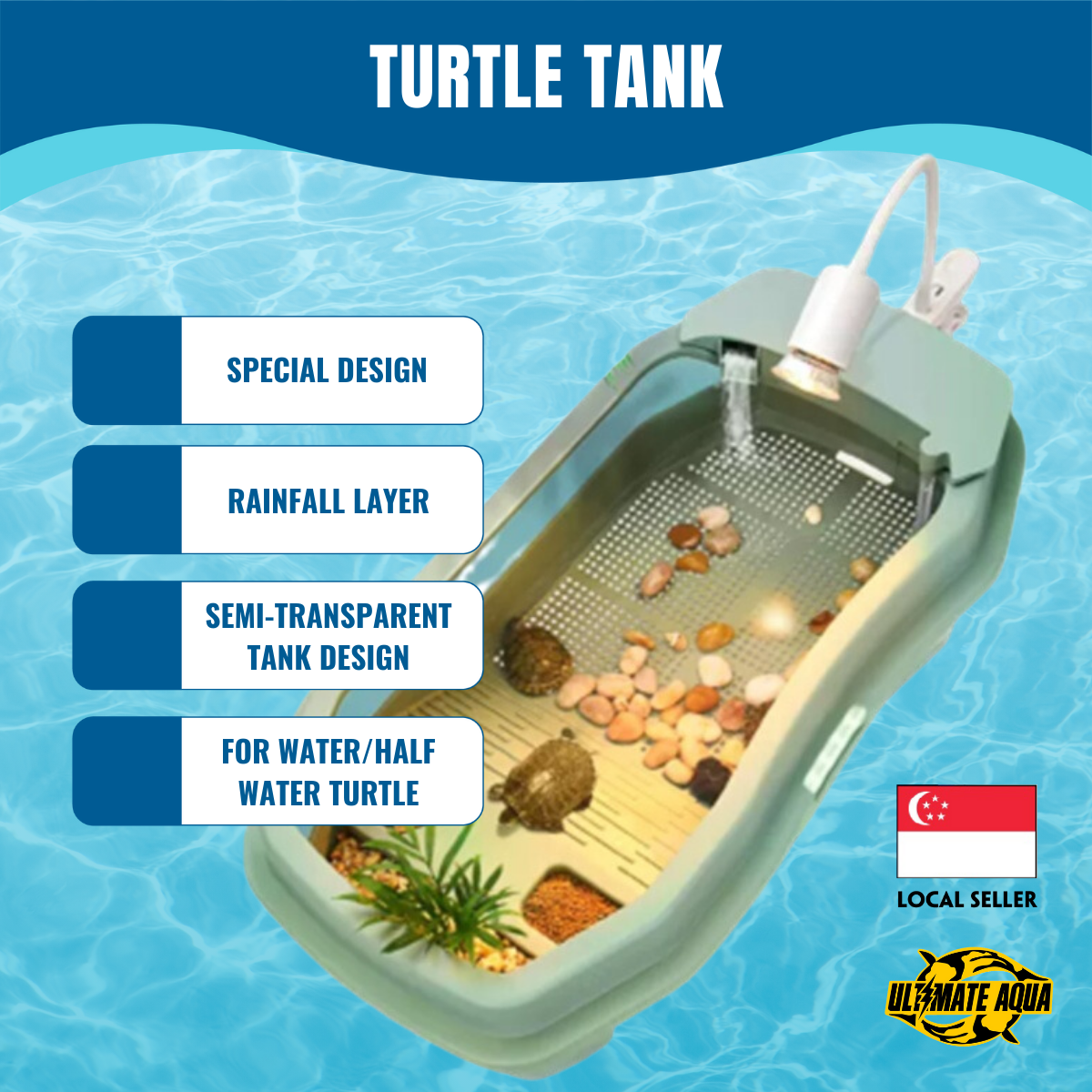 Yee Turtle Tank | Tortoise Tank With Terrace, Special Tank For Domestic Turtle Breeding, Small Turtle Box_thumb