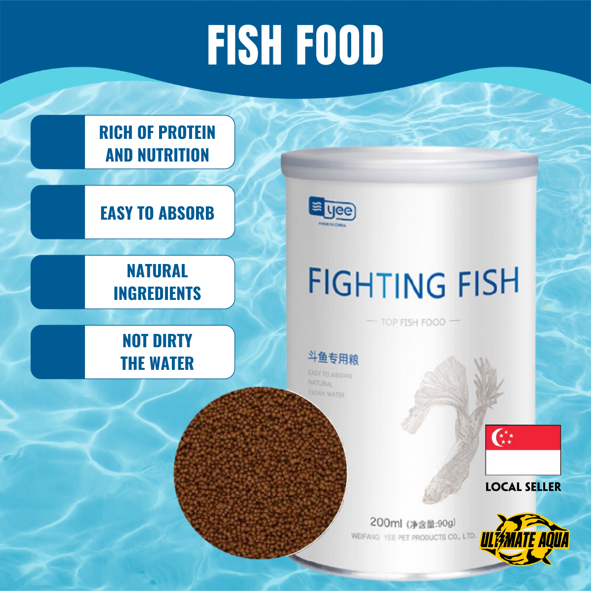 YEE Aquarium Fish Food For Betta Fish, Protein-Rich Fighting Pet Food With EPA,DHA & Spirulina For Brightened Fish Body _ fish food