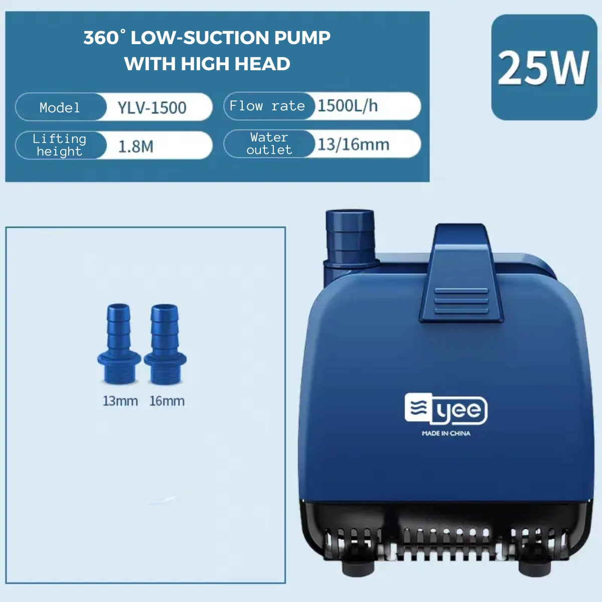 YEE Water Pump With Bottom Suction Pump, Remove Fish Waste And Suck Water At Low Water Level | Fish Tank Filter Pump