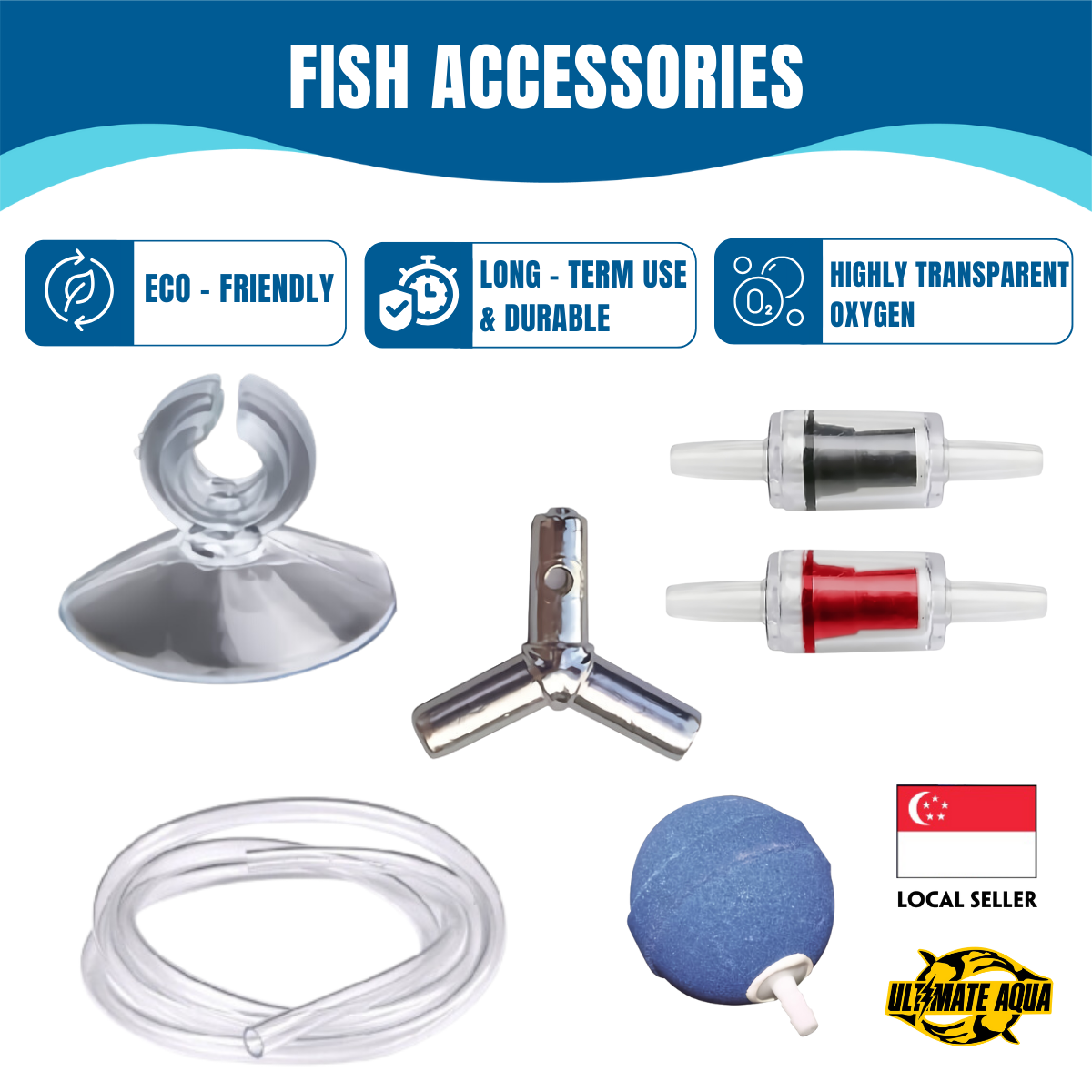 Yee Fish Filter Pump With Air Tube, Pipe Splitter, Hose Valve & Suction, Eco-friendly & Thickened Fish Tank Filter Pump