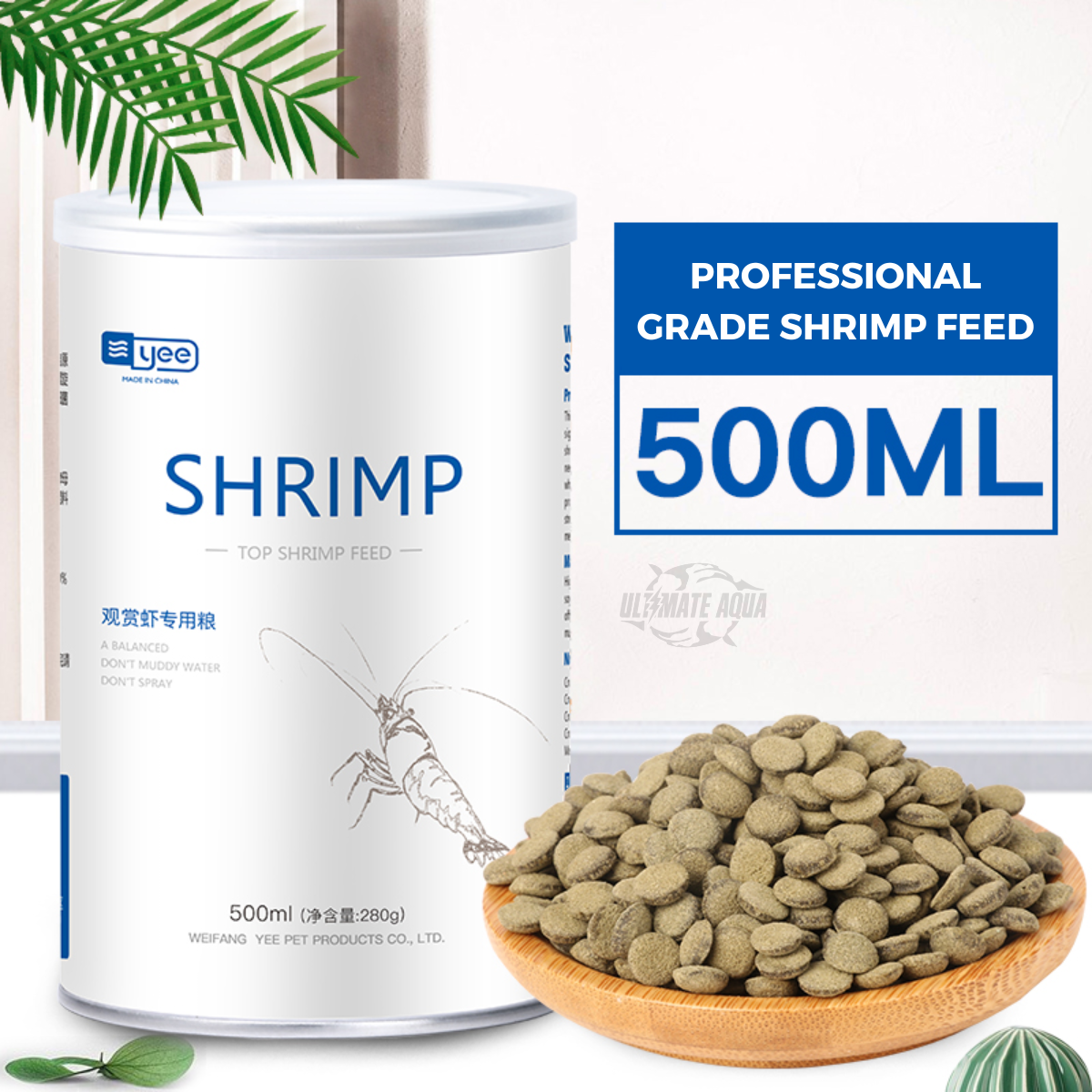 YEE Shrimp Food Aquarium, Aquarium Food For Shrimp With Spirulina Powder & Intestinal Probiotics For Color Enhancing