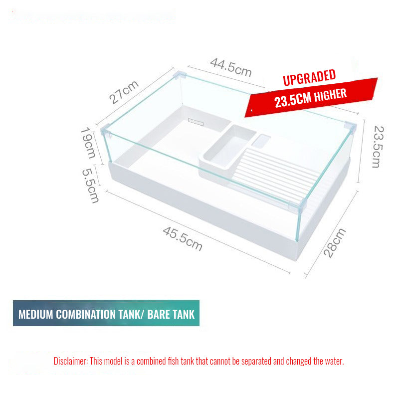 YEE Turtle Tank, Transparent Glass Tank, Three-Layers, Large Tank With Hatching, Eating And Climbing Areas