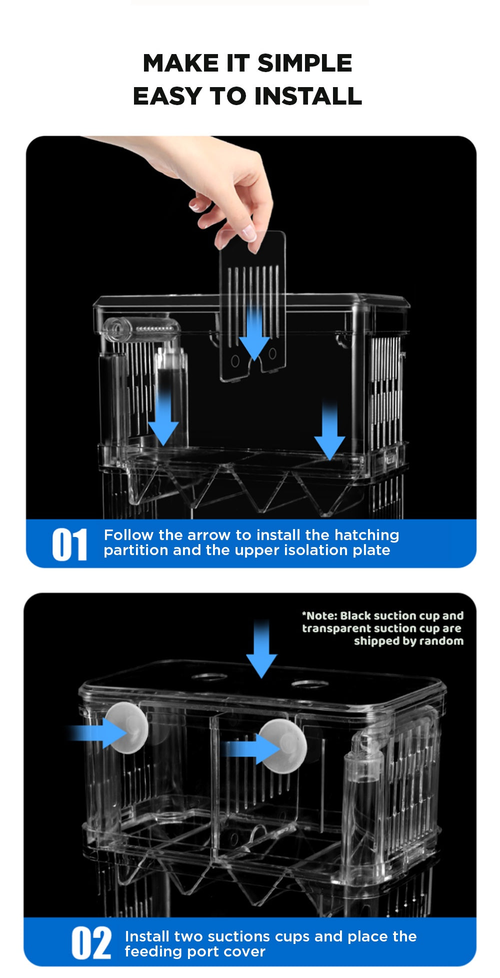 YEE Guppy Breeding Box, Aquarium Acrylic Multifunctional Incubator, Isolation Box For Small & Big Fish_installation