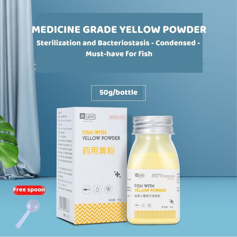 YEE Yellow Powder Fish Medicine, Japanese Powder For Rotten Body Tail, White Spot n Internal External Bacteria Infection