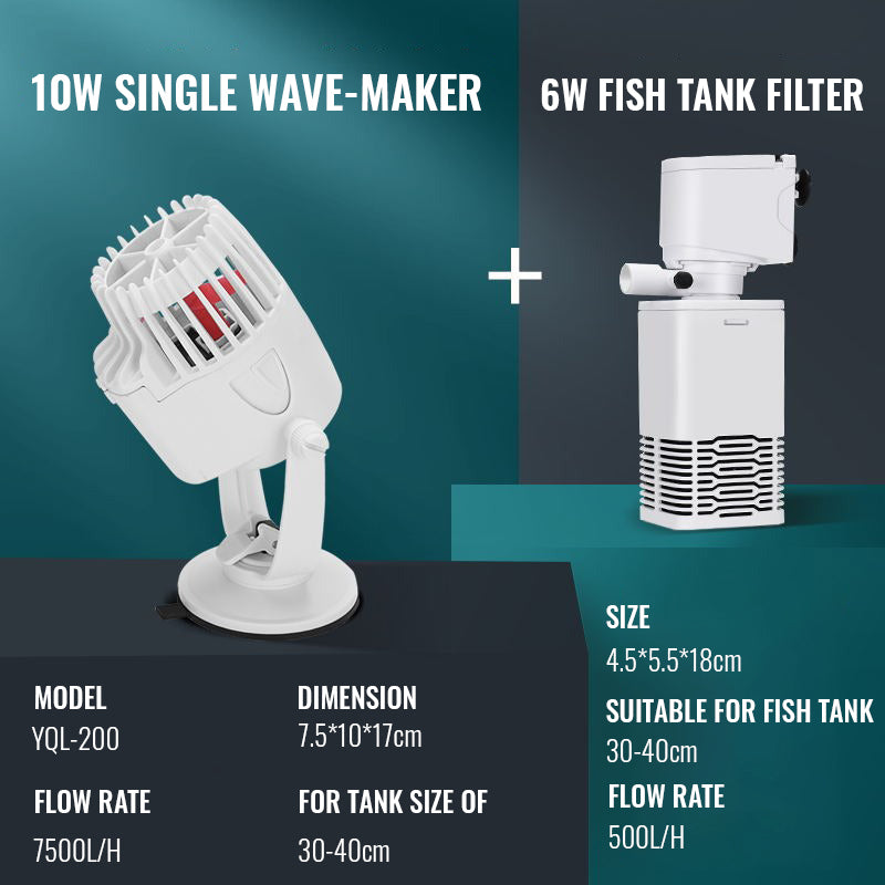YEE Wave Maker, Silent Aquarium Pump With Double Head Cleaning & 360 Free Adjustment, Fish Tank Cleaner